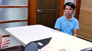 Young Asian twink George sucks off Daddy Mike like a pro
