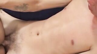 Latino twink nails asshole of his boyfriend as they cum hard
