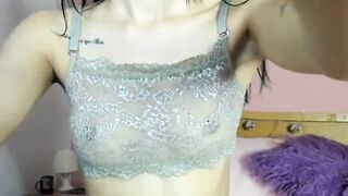 Small tits Colombian masturbates in bed on webcam