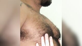 Hairy man showcases his deepthroating skills before riding