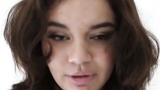 Curvy babe fresh outta shower gagging on cock