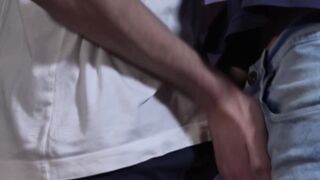 Slim twink sucks off his latin lover before bareback sex