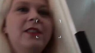Curvy blonde Jodie Cummings filmed sucking nerd cock POV