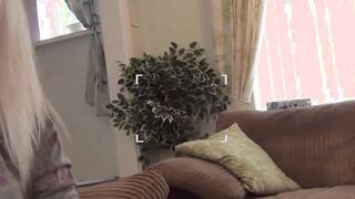 Curvy blonde Jodie Cummings filmed sucking nerd cock POV