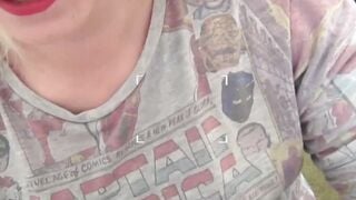 Curvy blonde Jodie Cummings filmed sucking nerd cock POV