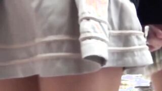 Young Japanese babes panties get secretly filmed in public