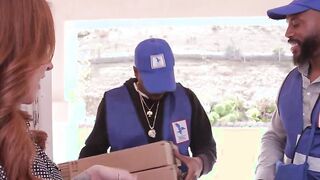Redhead Cougar Sophia Locke Fucks 2 Black Mail Delivery Men BBC