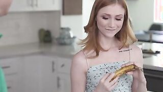 Fondling a banana offer redheaded minx Scarlet Skies an idea. Her stepbrother, Alex Mack, comes to ask what's going on.