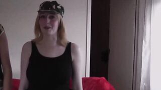Eva and Jessica blowing on soldiers dick