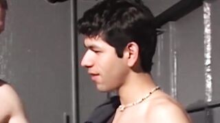 Bottom stud jerks off while barebacked with passion