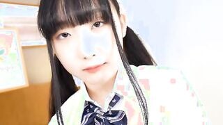 Rin Nanba comes back in a cute uniform to show off her sweet hairy twat