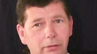 Mature guy wanking off vigorously after heartfelt talk