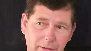 Mature guy wanking off vigorously after heartfelt talk