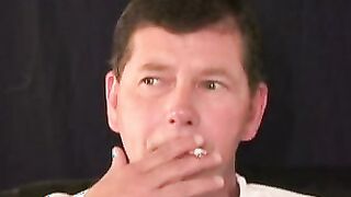 Mature guy wanking off vigorously after heartfelt talk