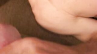 Guy with a mustache tugs his cock before cumming hard