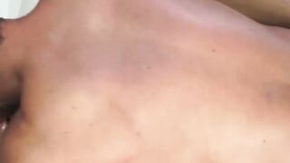 Bald guy stroking his dick hard while penetrated hard