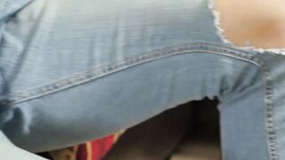 Blonde twink plays with his cock and foreskin on the couch