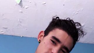 Handsome young guy teases and masturbates until he cums