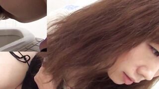 Beautiful and sexy Japanese chicks piss in public toilet