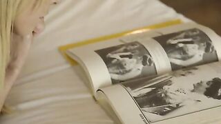 Chiki Dulce is liking a book while lounging naked on the bed when Alberto Blanco finds her. Stricken by her