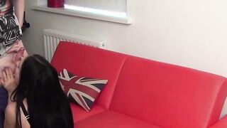 Hot British babe sucking nerds big balls and fat cock