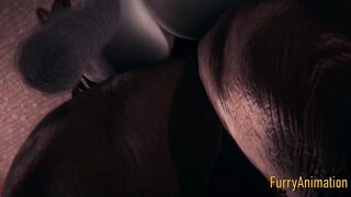 Furry Anime - Beast and Ebony Cat having wild sex with jizzed - Yiff animated manga japanese animated porn 3D