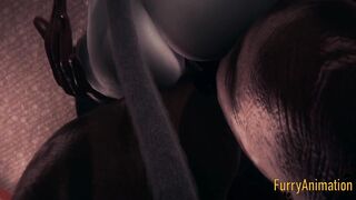 Furry Anime - Beast and Ebony Cat having wild sex with jizzed - Yiff animated manga japanese animated porn 3D