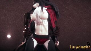 Furry Anime - Beast and Ebony Cat having wild sex with jizzed - Yiff animated manga japanese animated porn 3D