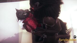Furry Anime - Beast and Ebony Cat having wild sex with jizzed - Yiff animated manga japanese animated porn 3D