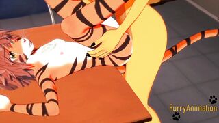 Furry Futanari Cartoon 3D - Dog Futanari and Tiger bimbos head and pounded with cumshot - Animated Manga Japanese Yiff Hentai  Porn