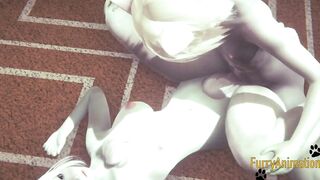 Furry Anime - Catboy & Rabbit Fingered and banged with jizzed - Animated Manga 3D