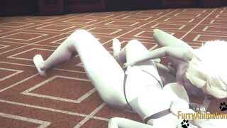 Furry Anime - Catboy & Rabbit Fingered and banged with jizzed - Animated Manga 3D