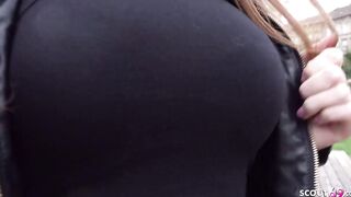 GERMAN SCOUT - SHY HUGE NATURAL TITTED TEENAGERS LINA TRICKED TO FUCKED AT CELEB JOB