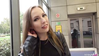 GERMAN SCOUT - SHY HUGE NATURAL TITTED TEENAGERS LINA TRICKED TO FUCKED AT CELEB JOB