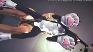 Furry Cartoon - Fox fucks cat with cummed - Animated manga Yiff Japanese 3D Porn