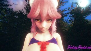 Fate Granorder Anime - Into Front of Tamamo fuck doggy style and cawgirl - Japanese Manga cartoon porn