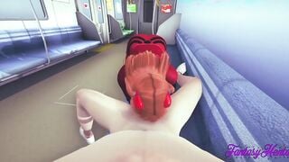 Evangelion Anime 3D - Shinji hand job bj and fucks Asuka into a Train - Animated Manga Japanese Porn