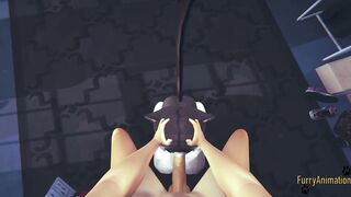 Furry Animated - pov Fox x Kittycat bj and screwed
