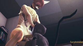 Furry Animated - pov Fox x Kittycat bj and screwed