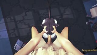 Furry Animated - pov Fox x Kittycat bj and screwed