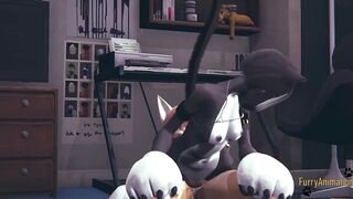 Furry Animated - pov Fox x Kittycat bj and screwed