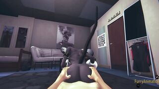 Furry Animated - pov Fox x Kittycat bj and screwed
