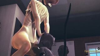 Furry Animated - pov Fox x Kittycat bj and screwed