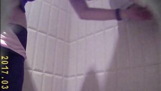 Spy on girls inside the restroom, looking at their bald vaginas (Twat Collection four)