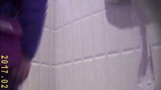 Spy on girls inside the restroom, looking at their bald vaginas (Twat Collection four)