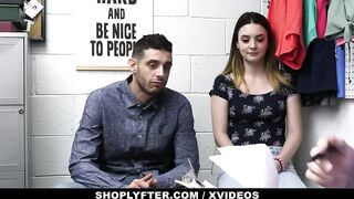 Mall cop fucking and dominating sexy gf inside front of cuckold BF