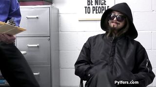 Camouflaged big titted eastern thief ends blowing dick