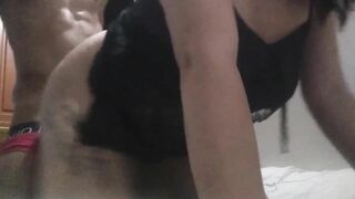 See as this boy's huge african dick goes inside and out of the twat of this dicks-cocked Hispanic whore with actor Juan Penis