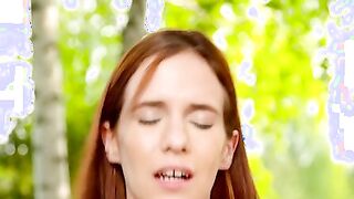 Redheaded temptress Nikki Fox walks with her bf Matt Denae in the park, but these two can't keep their lips