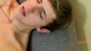 Horny Colby jerks off his cock after returning from school
